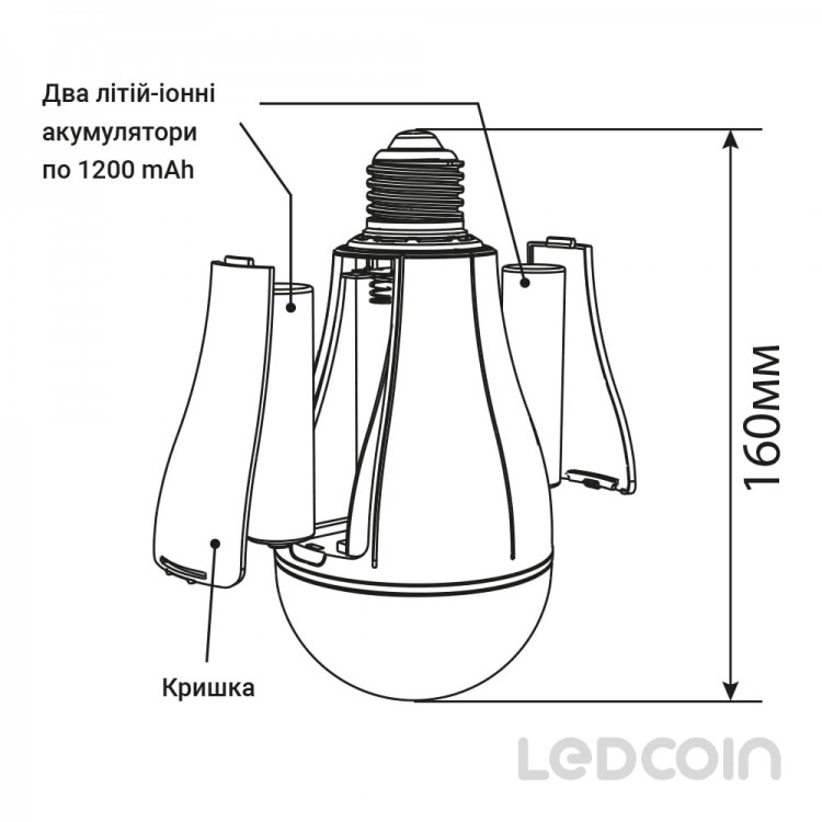 Аккумуляторная светодиодная лампа Ledcoin EL308 13Вт