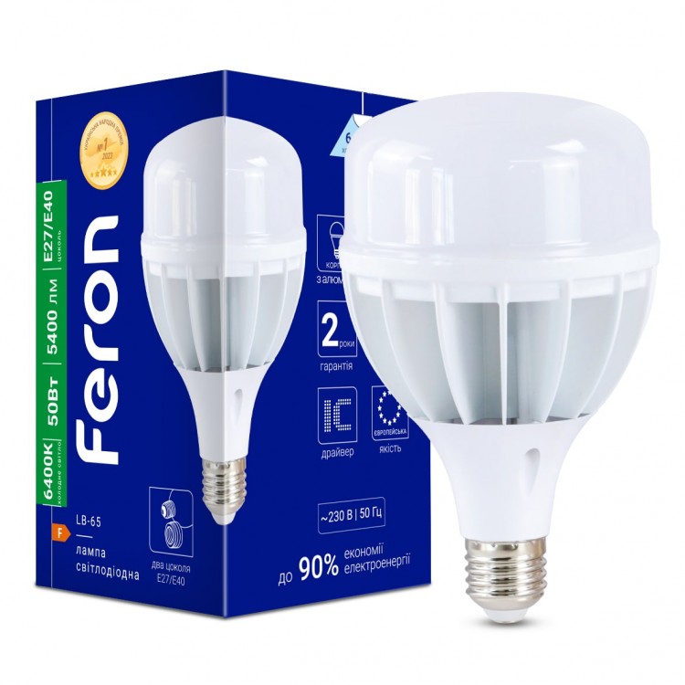 Светодиодная лампа Feron LB-65 50Вт E27-E40 6400K