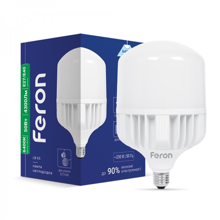 Світлодіодна лампа Feron LB-65 50Вт E27-E40 6400K