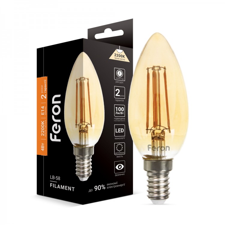 Светодиодная лампа Feron Filament LB-58 4Вт E14 2200K