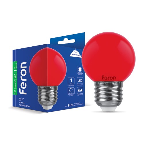 Светодиодная лампа Feron LB-37 1Вт E27 красная