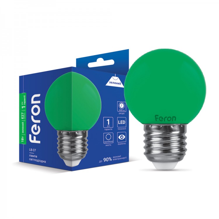 Светодиодная лампа Feron LB-37 1Вт E27 зеленая