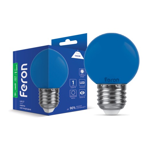 Світлодіодна лампа Feron LB-37 1Вт E27 синя