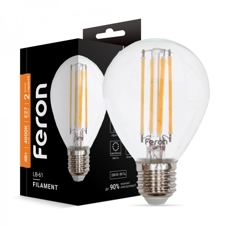 Світлодіодна лампа Feron Filament LB-61 4Вт E27 4000K