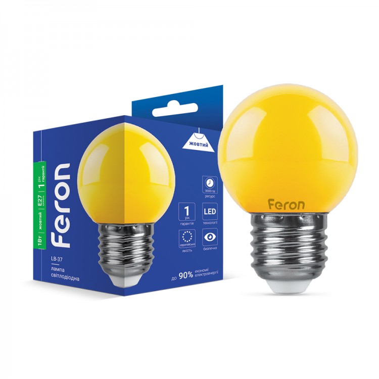 Светодиодная лампа Feron LB-37 1Вт E27 желтая