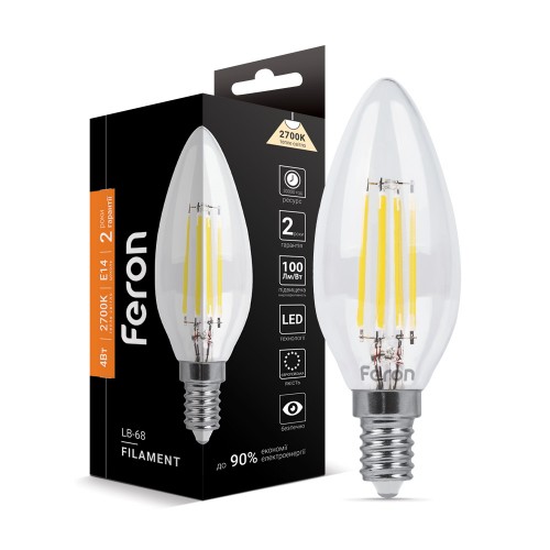 Світлодіодна лампа Feron Filament LB-68 4Вт E14 2700K