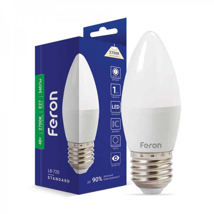 Світлодіодна лампа Feron LB-720 4Вт E27 2700K