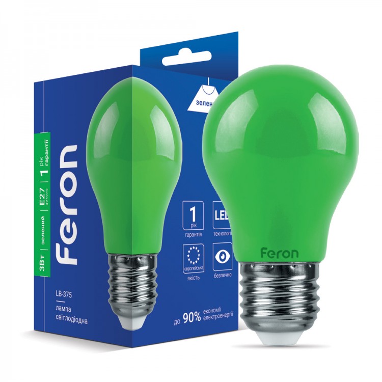 Светодиодная лампа Feron LB-375 3Вт E27 зеленая