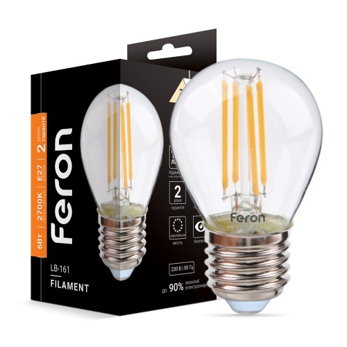 Светодиодная лампа Feron Filament LB-161 6Вт E27 2700K