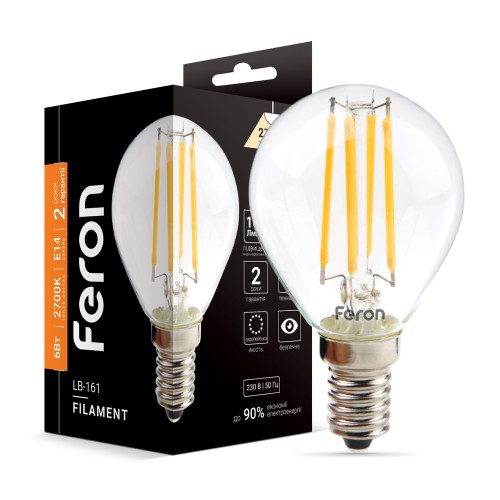 Світлодіодна лампа Feron Filament LB-161 6Вт E14 2700K