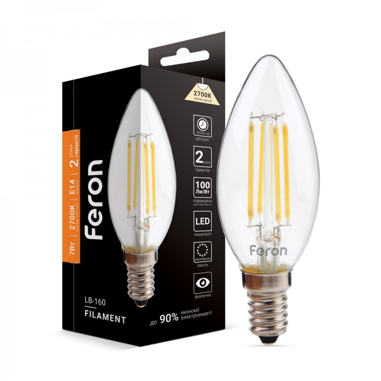 Светодиодная лампа Feron Filament LB-160 7Вт E14 2700K