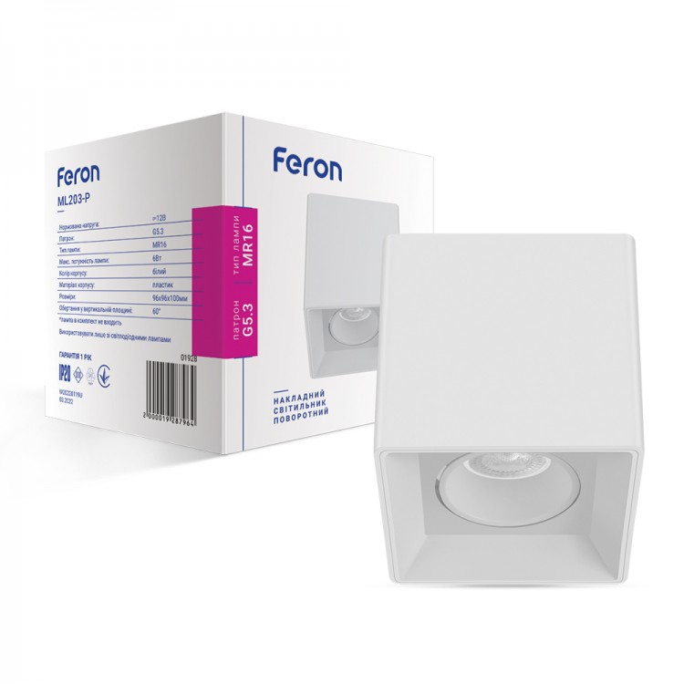 Накладной светильник Feron ML203-P белый