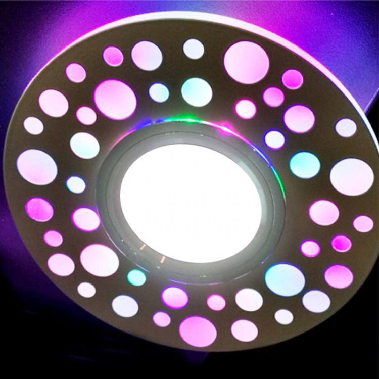 Встроенный светильник Feron CD989 под лампу с RGB подсветкой матовый белый
