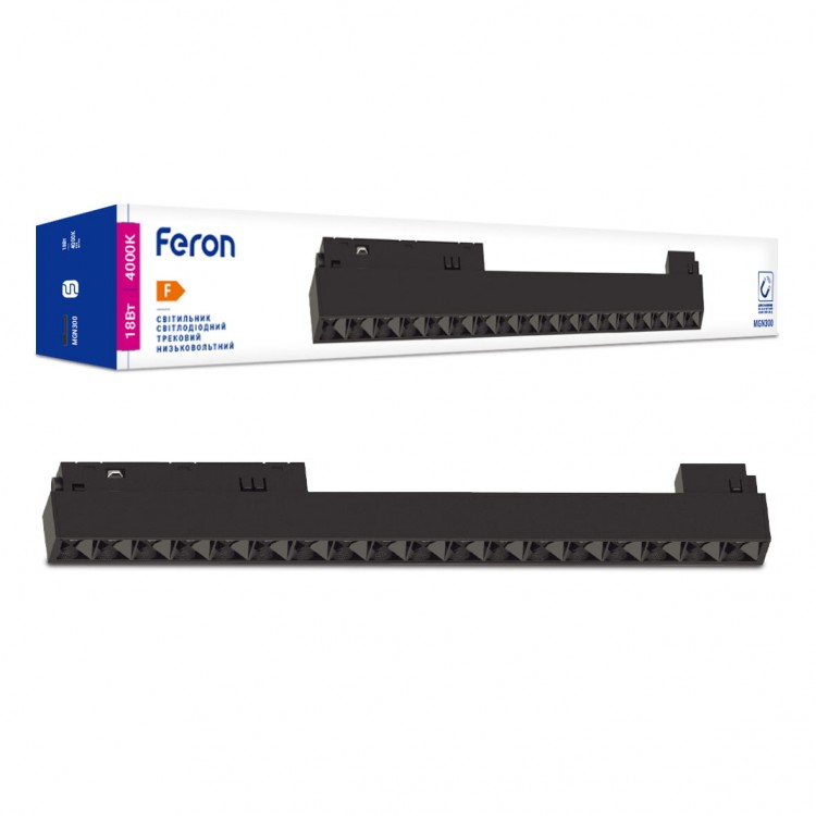 Светодиодный магнитный трековый светильник Feron MGN300 18Вт 4000K черный