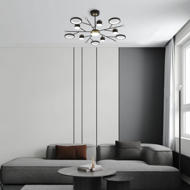 Светодиодная накладная люстра Ardero AL6121ARD STORIA 72Вт черный золото