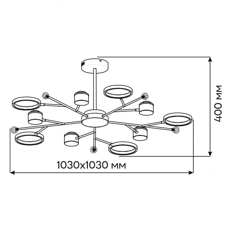 Светодиодная накладная люстра Ardero AL6121ARD STORIA 72Вт черный золото