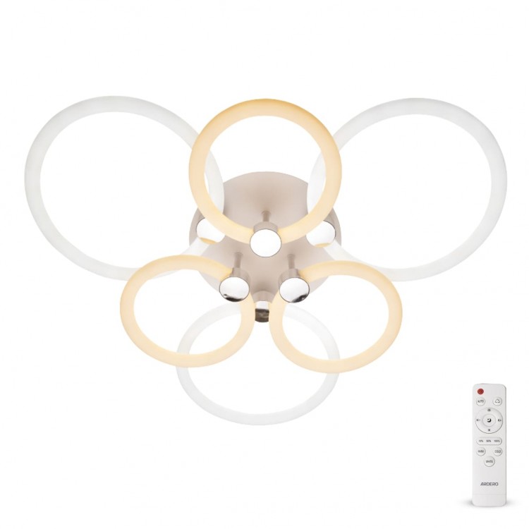 Світлодіодна накладна люстра Ardero AL6136ARD FELICITY 115Вт білий срібло