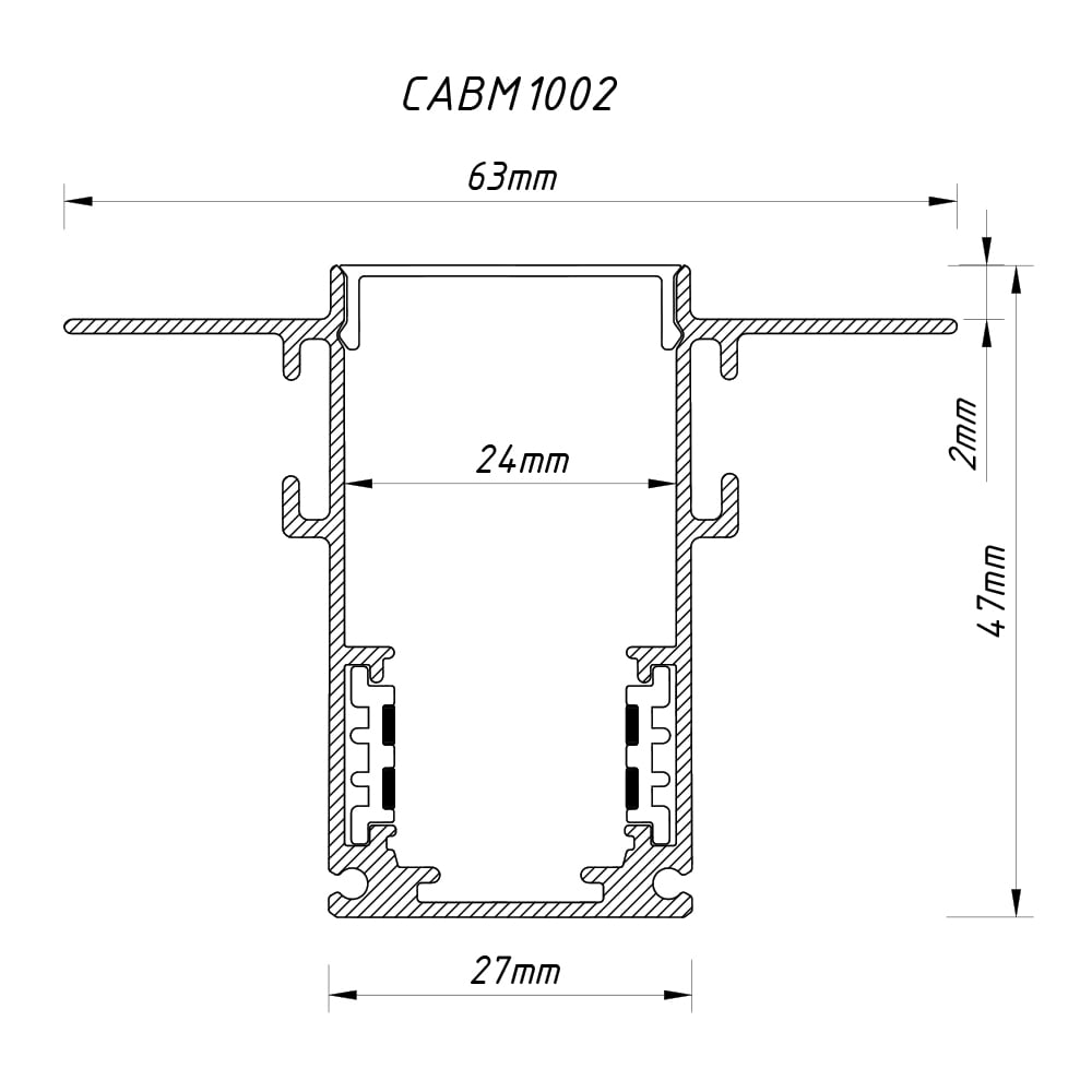 Шинопровод Ardero CABM1002 черный встраиваемый 3м