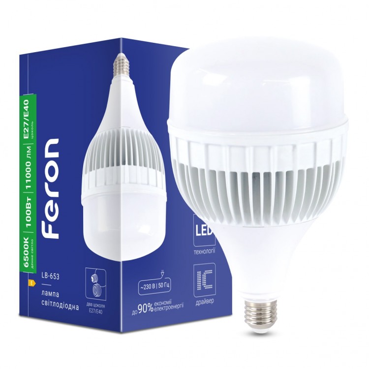 Светодиодная лампа Feron LB-653 100Вт Е27-E40 6500K