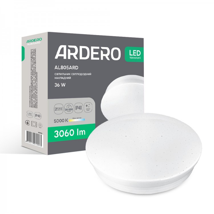 Накладной круглый светодиодный светильник Ardero 36Вт 5000К IP40 AL805ARD (80296)