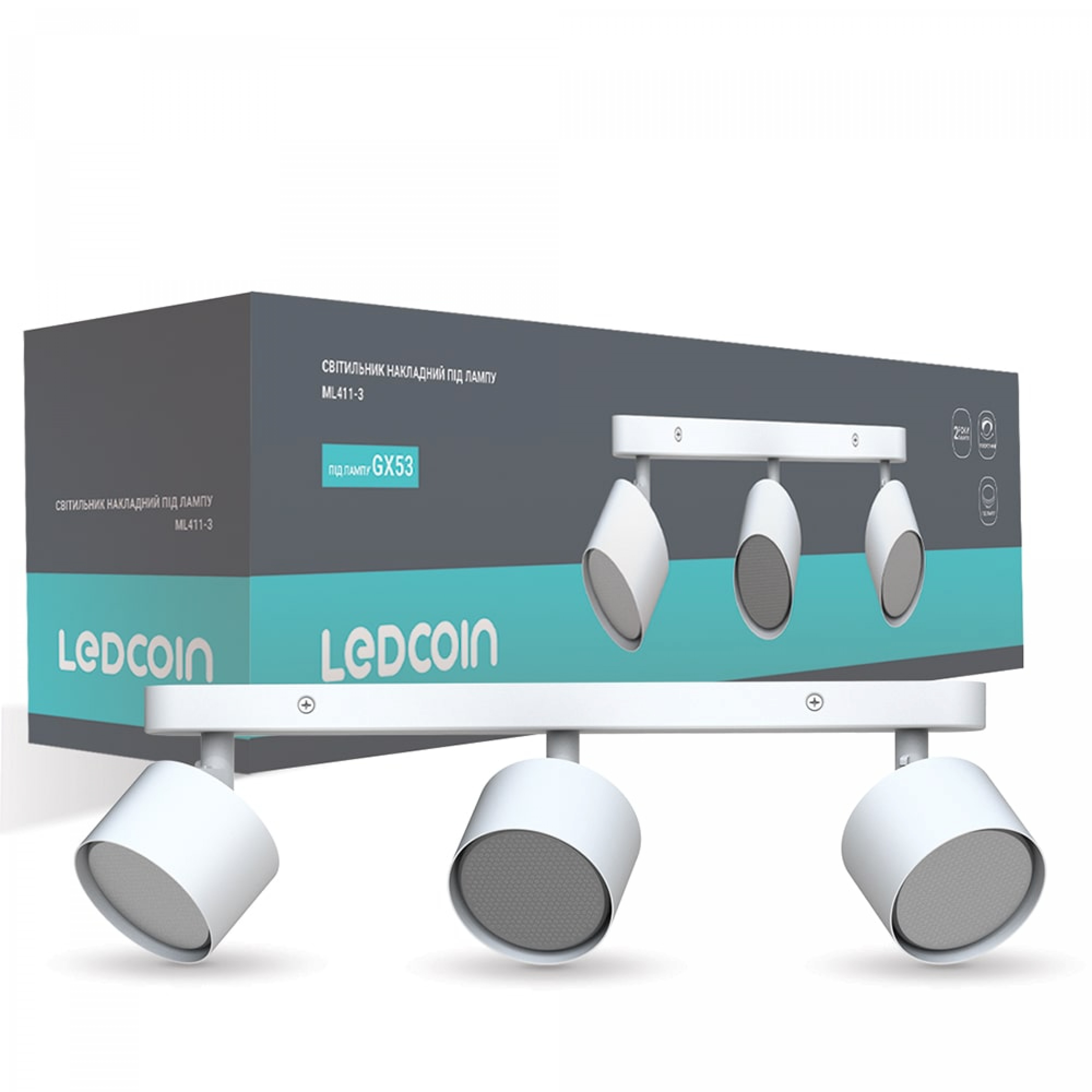 Накладной поворотный светильник Ledcoin ML411-3 под лампу белый