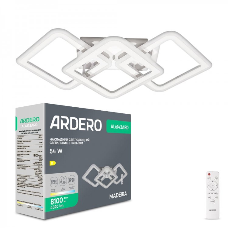 Светодиодная накладная люстра Ardero AL6143ARD MADEIRA 54Вт белый