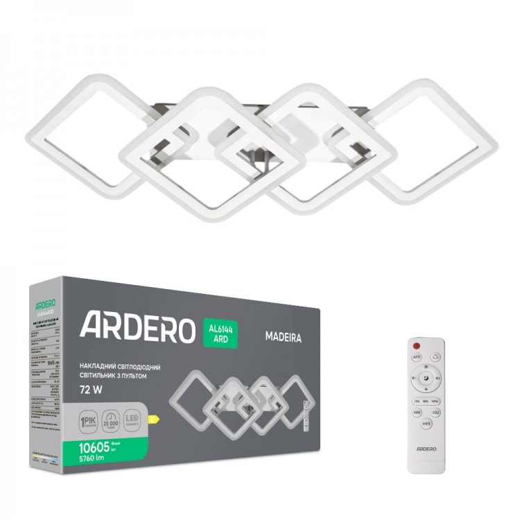Світлодіодна накладна люстра Ardero AL6144ARD MADEIRA 72Вт білий