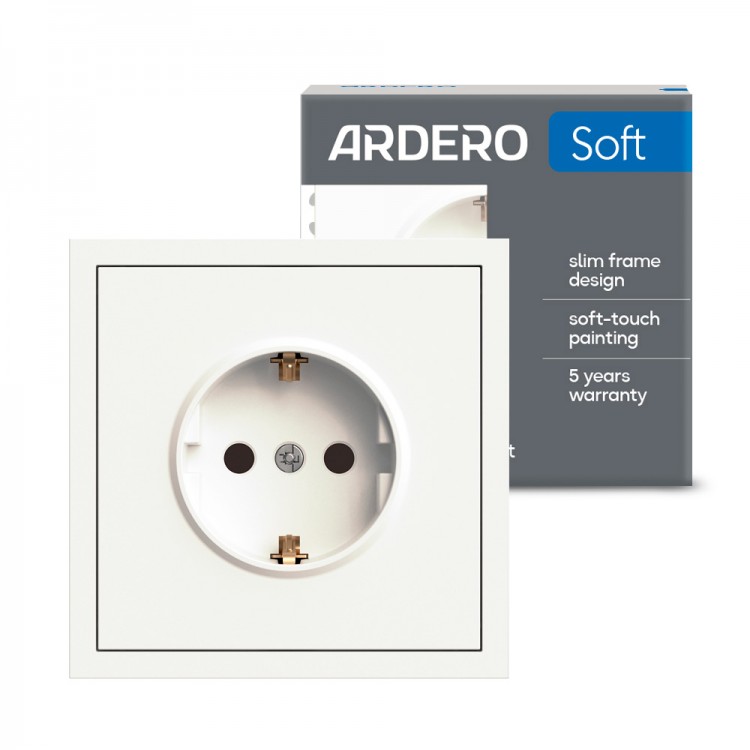Розетка Ardero ER121-W Soft 16А із заземленням біла