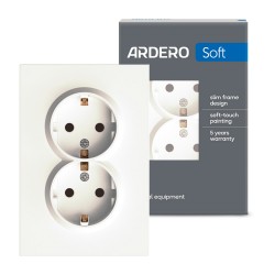 Розетка подвійна Ardero ER122-W Soft 16А із заземленням біла 
