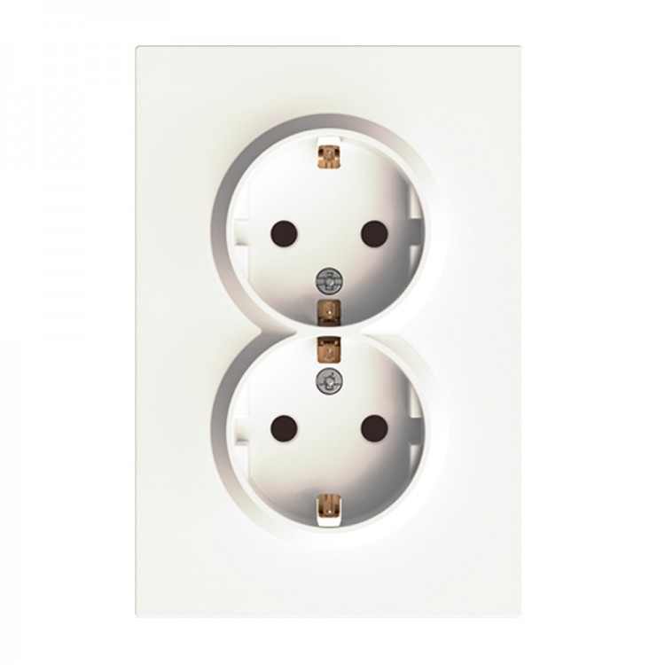 Розетка подвійна Ardero ER122-W Soft 16А із заземленням біла 