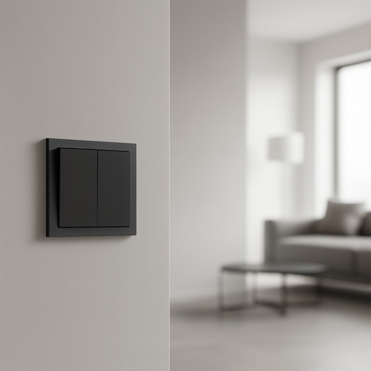 Вимикач 2-клавішний прохідний Ardero EV122-B Soft 10А чорний