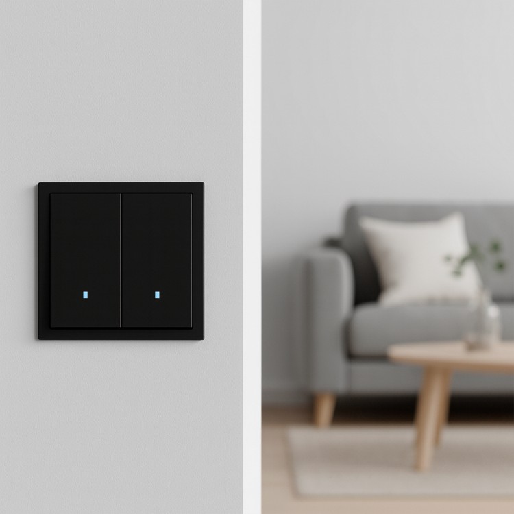 Вимикач 2-клавішний Ardero EV112L-B Soft 10А з підсвіткою чорний