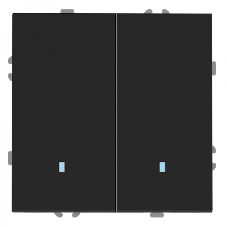 Вимикач 2-клавішний Ardero EV112L-B Soft 10А з підсвіткою чорний