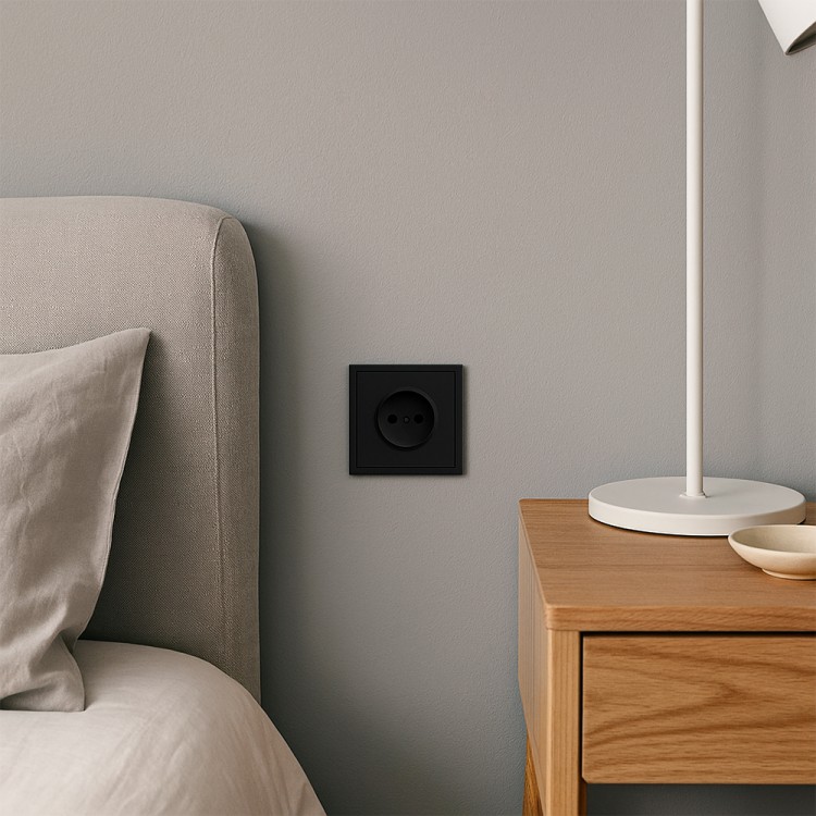 Розетка Ardero ER111-B Soft 16А без заземлення чорна