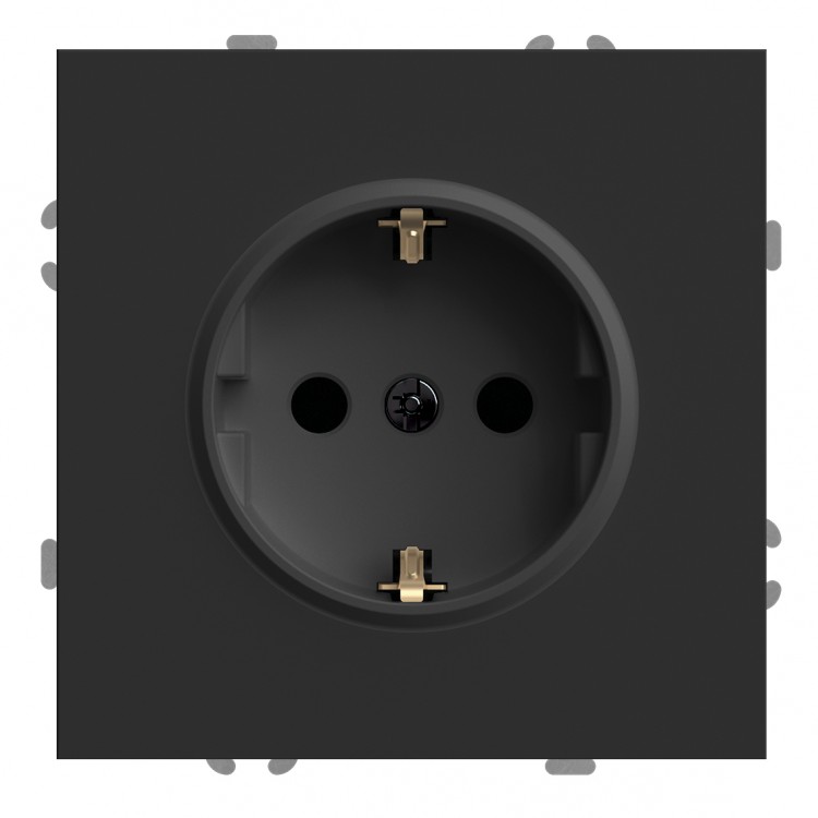 Розетка Ardero ER121-B Soft 16А із заземленням чорна