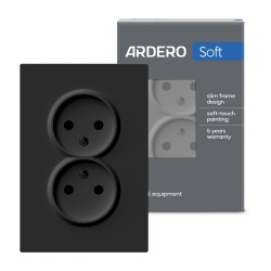 Розетка подвійна Ardero ER112-B Soft 16А без заземлення чорна