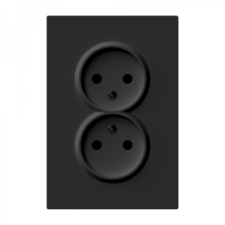 Розетка подвійна Ardero ER112-B Soft 16А без заземлення чорна