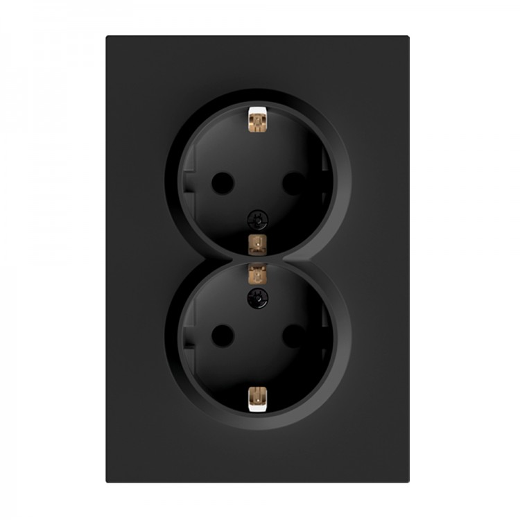 Розетка подвійна Ardero ER122-B Soft 16А із заземленням чорна