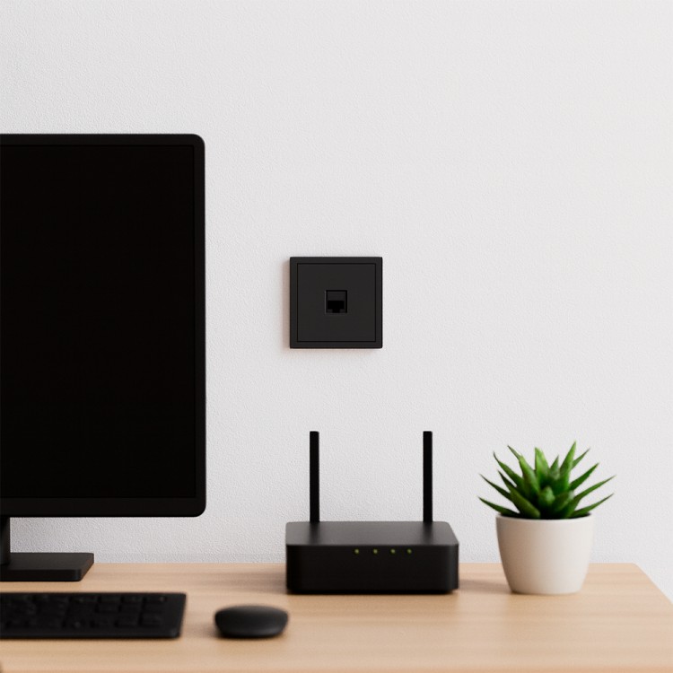 Розетка комп'ютерна Ardero ER151PC-B Soft чорна