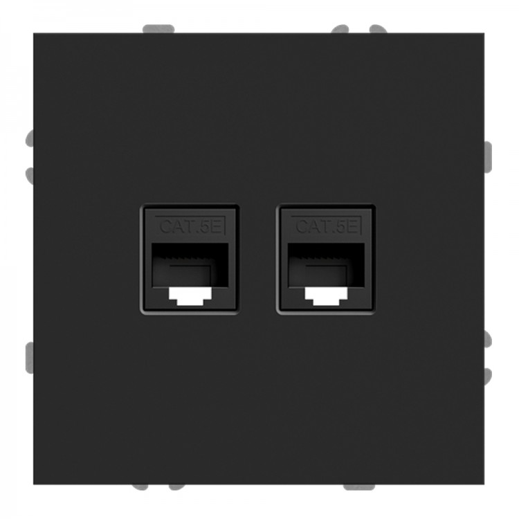 Розетка комп'ютерна подвійна Ardero ER152PC-B Soft чорна