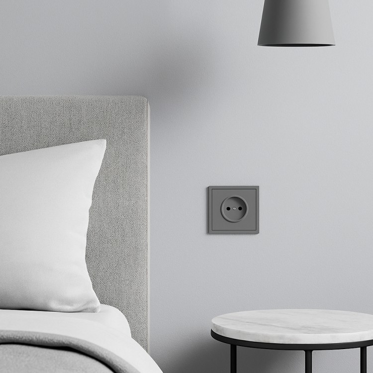 Розетка Ardero ER111-G Soft 16А без заземлення сіра