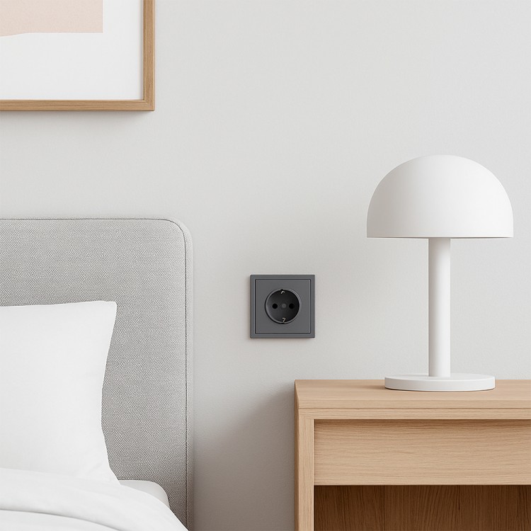 Розетка Ardero ER121-G Soft 16А із заземленням сіра