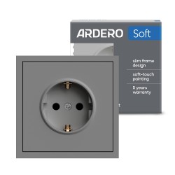 Розетка Ardero ER121-G Soft 16А із заземленням сіра