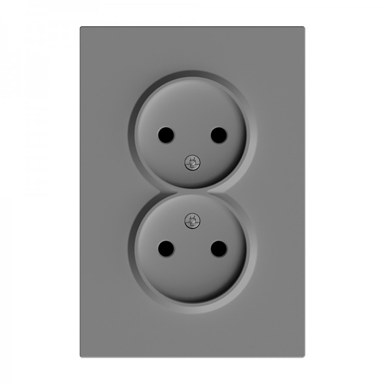 Розетка подвійна Ardero ER112-G Soft 16А без заземлення сіра