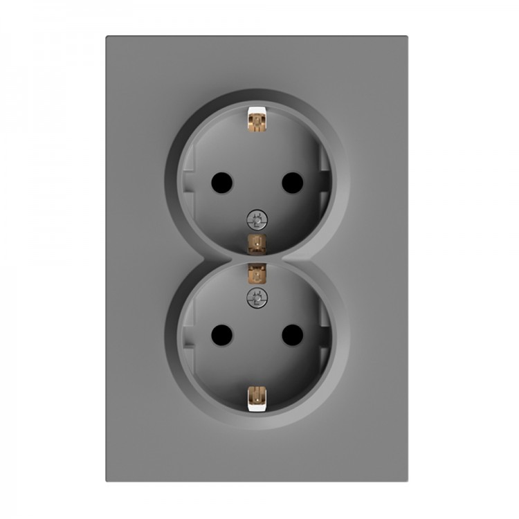 Розетка подвійна Ardero ER122-G Soft 16А із заземленням сіра