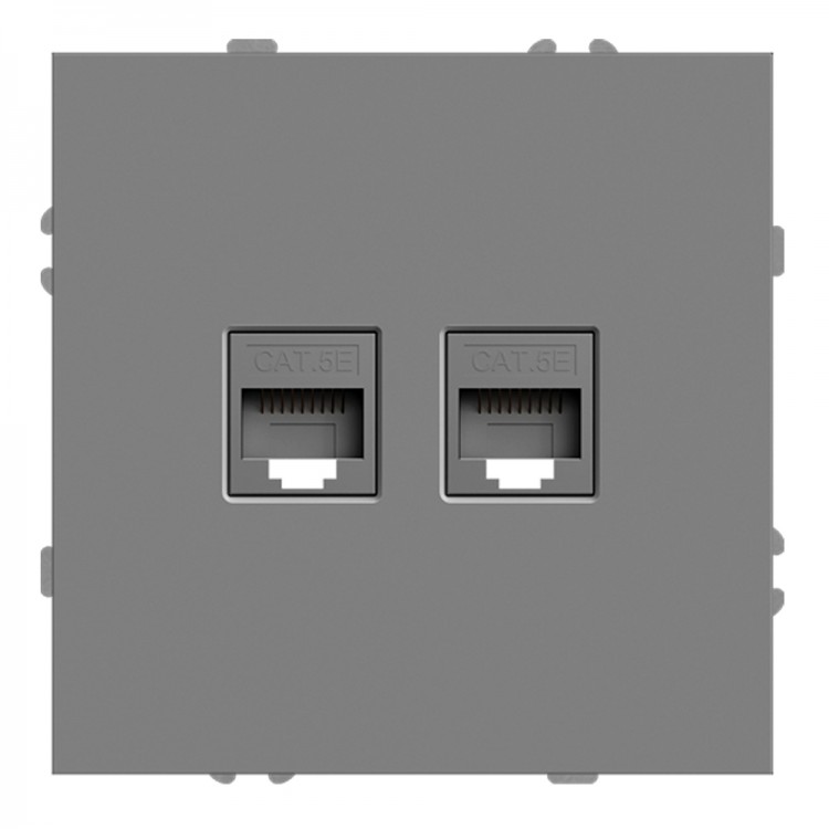 Розетка комп'ютерна подвійна Ardero ER152PC-G Soft сіра