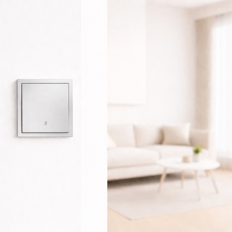 Вимикач 1-клавішний Ardero EV111L-S Soft 10А з підсвіткою срібний