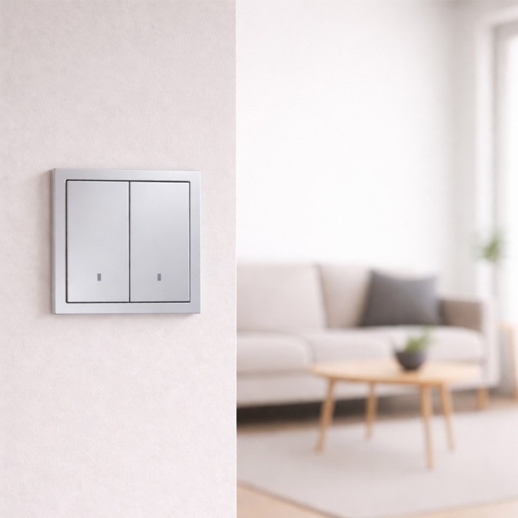 Вимикач 2-клавішний Ardero EV112L-S Soft 10А з підсвіткою срібний