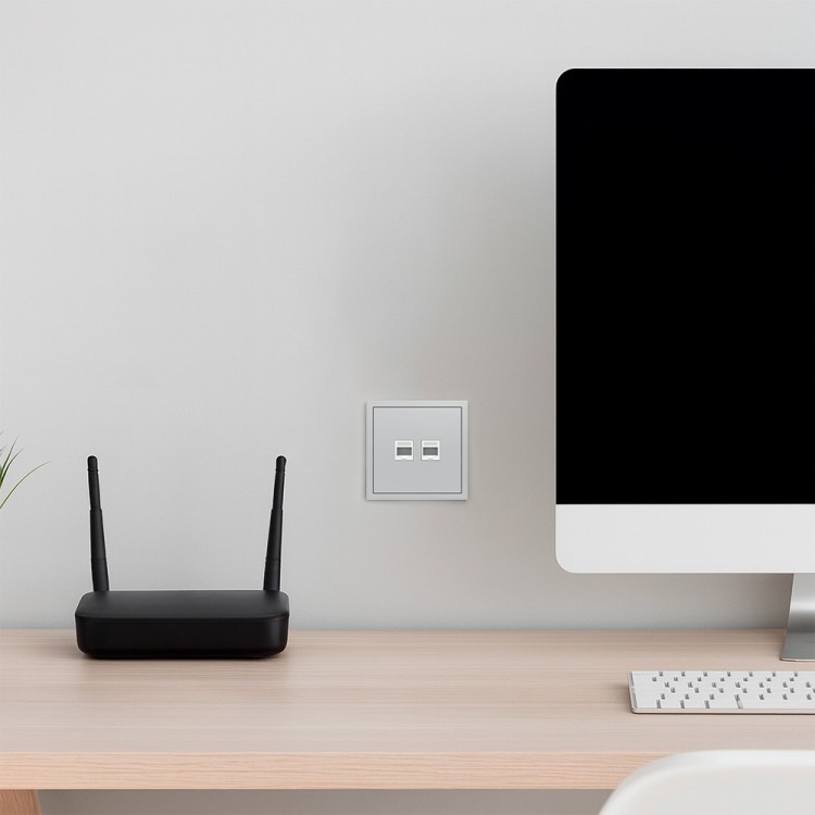 Розетка комп'ютерна подвійна Ardero ER152PC-S Soft срібна