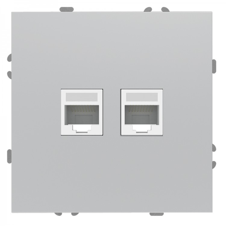 Розетка комп'ютерна подвійна Ardero ER152PC-S Soft срібна